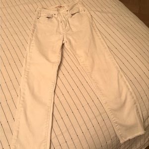 White Levi’s high rise, straight legged, cropped. Size 27.